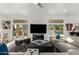 Cozy living room with backyard access, modern entertainment center, and comfortable seating at 4812 S Windstream Pl, Chandler, AZ 85249