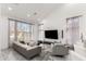 Bright living room with high ceilings, large windows, stylish furniture, and a sleek media center at 4812 S Windstream Pl, Chandler, AZ 85249