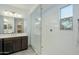 Bathroom features a spacious walk-in shower with glass enclosure and a decorative window at 11910 E Amanda Rd, Gold Canyon, AZ 85118