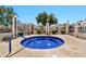 Relax in the community hot tub surrounded by a metal fence and well maintained landscaping at 2455 E Broadway Rd # 13, Mesa, AZ 85204