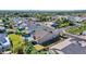 Aerial view of a property featuring a backyard pool and covered patio within a community setting at 4457 E Fountain St, Mesa, AZ 85205
