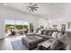 Open-concept living area with pool view, plush sectional sofa, and lots of light at 4457 E Fountain St, Mesa, AZ 85205