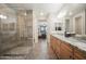 Elegant bathroom with double vanity, walk-in shower, and stylish tile design at 5100 E Rancho Paloma E Dr # 1046, Cave Creek, AZ 85331
