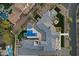 Expansive aerial shot highlighting the property’s pool, patios, and landscaped grounds at 9735 E Kemper Way, Scottsdale, AZ 85255