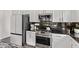 Close up of the kitchen with stainless steel appliances and white cabinetry at 15691 N 104Th Pl, Scottsdale, AZ 85255