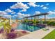 Resort-style pool and spa featuring a pergola, lush landscaping and putting green creates a backyard oasis at 22867 E Via Las Brisas --, Queen Creek, AZ 85142