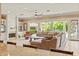 Comfortable living area with a large sectional sofa, fireplace, built-ins, and backyard views at 521 E Horseshoe Ave, Gilbert, AZ 85296