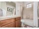 Functional bathroom with a vanity, combined shower and tub, and neutral tones for a clean aesthetic at 5370 S Desert Dawn Dr # 30, Gold Canyon, AZ 85118