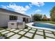 Beautiful pool area with lush lawn, outdoor kitchen and patio for Gathering fun at 7528 E Windrose Dr, Scottsdale, AZ 85260