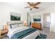 Bright bedroom featuring a comfortable queen bed, tasteful artwork, and an ensuite bathroom, offering privacy and convenience at 10325 W Sands Dr # 456, Peoria, AZ 85383