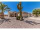 Inviting single-story home with desert landscaping, attached garage, and mature palm trees at 16115 W Acacia Ct, Surprise, AZ 85374