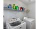 Clean laundry room featuring a white Maytag washer and dryer and organized shelving at 1673 S 218Th Ave, Buckeye, AZ 85326