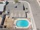 Aerial view showcasing a home with a pool, backyard, and desert landscaping at 3405 S Cutler Dr, Tempe, AZ 85282