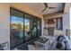 Spacious balcony with an outdoor kitchen and cozy seating, perfect for relaxing and entertaining at 5250 E Deer Valley Dr # 243, Phoenix, AZ 85054