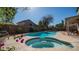 Inviting backyard pool and spa with mature trees and a cozy patio area, ideal for outdoor gatherings at 843 W Palo Verde St, Gilbert, AZ 85233