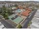 Aerial view of the community's pool, clubhouse, shuffleboard, and other amenities at 111 S Greenfield Rd # 313, Mesa, AZ 85206
