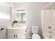 Clean bathroom featuring a single sink vanity, and a shower at 2717 W Medina Ave, Mesa, AZ 85202