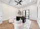 Bright office featuring coffered ceiling, double doors, and minimalist decor for a professional workspace at 6129 E Turquoise Ave, Paradise Valley, AZ 85253