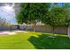 Beautiful backyard with manicured landscaping and mature trees at 8656 E Plaza Ave, Scottsdale, AZ 85250