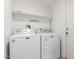 Bright laundry room features a washer and dryer and shelving at 9431 E Coralbell Ave # 178, Mesa, AZ 85208
