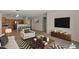 Open living room with kitchen view, modern furniture, and a neutral color scheme at 4119 E Sundance Ave, Gilbert, AZ 85297
