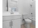 A bathroom featuring white cabinets, a vanity, toilet and a shower/tub combo at 20308 W Montecito Ave, Buckeye, AZ 85396