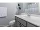 Bathroom featuring a sink with chrome faucet, gray cabinets, and modern fixtures at 45975 W Mountain View Rd, Maricopa, AZ 85139