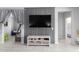 room with a decorative wood plank wall, bunkbeds and bonus storage console at 45975 W Mountain View Rd, Maricopa, AZ 85139