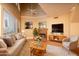 Inviting living room featuring a fireplace, plush seating, and hardwood floors at 4927 E Hazel Dr # 2, Phoenix, AZ 85044