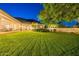 Expansive backyard featuring lush lawn, mature trees, and stunning mountain views at 9041 N 46Th St, Phoenix, AZ 85028