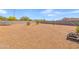 A gravel backyard with a block wall, trees, trampoline and metal firepit at 4053 N 308Th Ln, Buckeye, AZ 85396