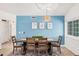 Dining room with table, pendant lighting and blue accent wall at 1449 E Kent Ave, Chandler, AZ 85225