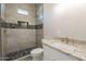 Beautiful bathroom with stone tile walk-in shower and granite countertop sink at 16405 N Cobblestone Ln, Fountain Hills, AZ 85268