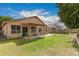 Spacious backyard with covered patio, lush lawn, and privacy fence, offering an ideal outdoor space at 3668 E Cody Ave, Gilbert, AZ 85234