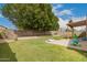 Large grassy backyard featuring a covered patio, perfect for outdoor entertaining and leisure at 3668 E Cody Ave, Gilbert, AZ 85234