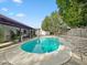 Backyard featuring a private in-ground pool surrounded by patio, large trees and mature landscaping at 3802 W Rue De Lamour Ave, Phoenix, AZ 85029