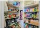 Organized pantry with shelves fully stocked with a variety of food items at 45176 W Alamendras St, Maricopa, AZ 85139