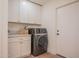Well-lit laundry room with modern washer and dryer and white cabinets, providing convenience and storage space at 8215 E Virginia Ave, Scottsdale, AZ 85257