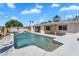 Pristine backyard pool with covered patio, artificial turf, privacy landscaping, and hardscape features at 8215 E Virginia Ave, Scottsdale, AZ 85257