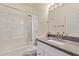 Bright bathroom featuring a shower and tub combo with modern vanity and fixtures at 2904 E Ludlow Dr, Phoenix, AZ 85032