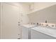 Bright laundry room features modern appliances, built-in shelving, and easy access to the back door at 2904 E Ludlow Dr, Phoenix, AZ 85032