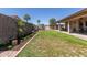 Spacious backyard with a lush lawn, mature trees, and an inviting covered patio at 3301 E Sharon Dr, Phoenix, AZ 85032