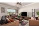 Bright and inviting living room with comfortable seating, a modern TV, and stylish decor at 3301 E Sharon Dr, Phoenix, AZ 85032