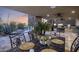 Outdoor dining area with a stone fireplace, a grill, and poolside seating at 36389 N 105Th Pl, Scottsdale, AZ 85262
