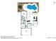 Detailed floor plan showcasing the layout including the bedrooms, living spaces, garage and outdoor pool and seating area at 3841 E Redfield Ct, Gilbert, AZ 85234