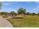 View of a well-maintained community playground featuring various play structures and open green space at 4027 W Copperleaf Dr, San Tan Valley, AZ 85144