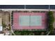 Aerial view of a tennis and pickleball court with benches and partial fencing at 7807 E Granada Rd, Scottsdale, AZ 85257