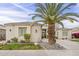 Well-manicured front yard featuring a modern home design, mature palm tree, and tasteful landscaping at 9442 N 118Th St, Scottsdale, AZ 85259