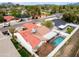 Aerial view of a home showcasing a private pool, patio, and well-maintained roof at 1523 W Glenn Dr, Phoenix, AZ 85021