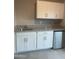 Convenient wet bar area with granite countertops, white cabinets, and a stainless steel beverage cooler at 2244 W Laurie Ln, Phoenix, AZ 85021